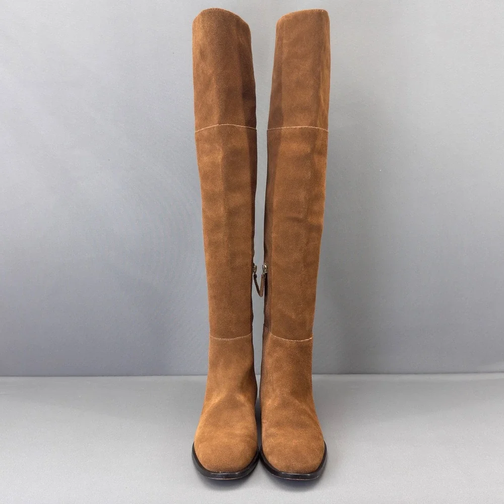 J.Crew Suede Over The Knee Boots‎ Cognac Brown Women's Size 7.5